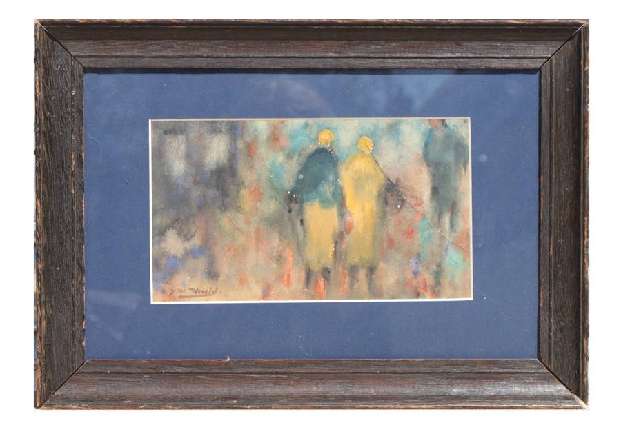 Early 20th century Impressionist school - Figures - watercolour, indistinctly signed lower left,