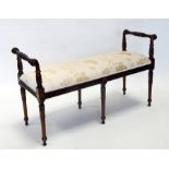 A 19th century style upholstered mahogany window seat, 113cms (44.5ins) wide.Condition Reportgood