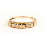 A 9ct gold and diamond Gypsy style half hoop ring, approx UK size 'P'.