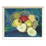 20th century school - Still Life of Fruit in a Basket - oil on paper mounted on board, framed, 39 by