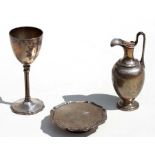 A Victorian silver three-piece Communion set of traditional form, Richard & Charles Brown, London