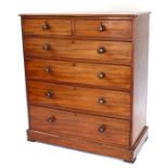 A Victorian mahogany chest of two short and four graduated long drawers, on a plinth base, 105cms (