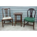 A Georgian mahogany dining chair; together with a 19th century mahogany chair; and a two-tier