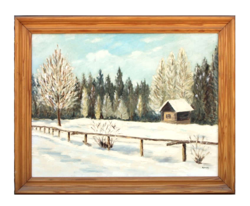 R Aires (continental school) - A Snowy Landscape Murz Valley, Austria - oil on canvas, signed