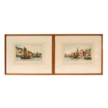 E Sharland - Polperro - and - Brixham - limited edition artist's proof coloured etchings, both