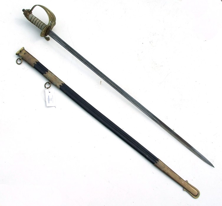 An 1834 pattern British Army Naval Officer's sword with shagreen wire bound grip, lion's head