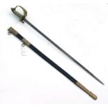 An 1834 pattern British Army Naval Officer's sword with shagreen wire bound grip, lion's head