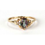 A 9ct gold mystic topaz ring, approx UK size 'O'.