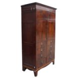 A 19th century inlaid mahogany two-door wardrobe