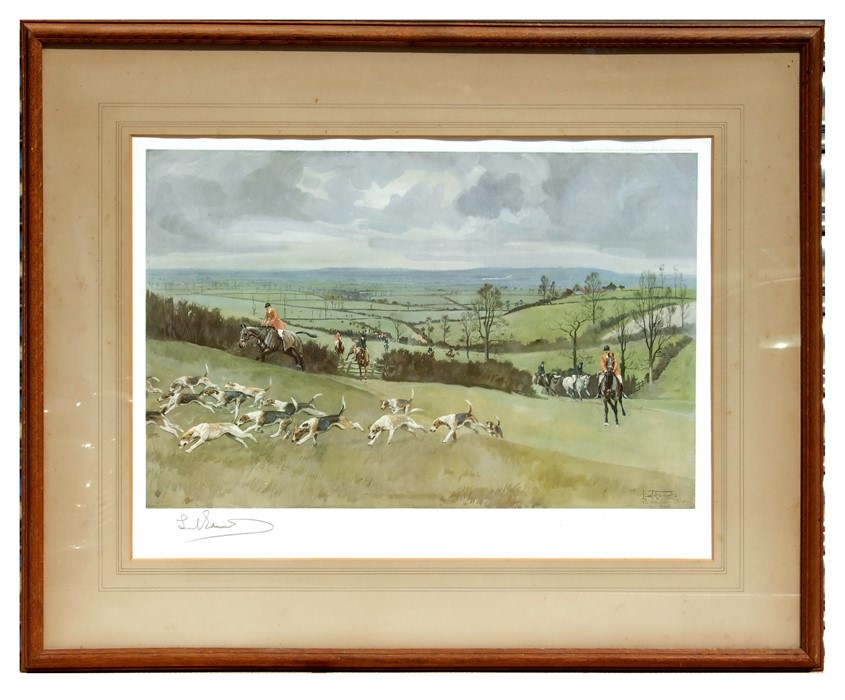 Lionel Edwards (British 1878-1966) - Fox Hunting Scene - signed in pencil to the margin, print, with