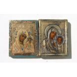 A Russian type Icon depicting The Mother and Child, 7 by 9cms (2.75 by 3.5ins); together with