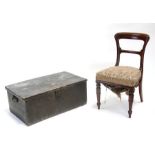 A painted pine blanket box, 86cms (33.75ins) wide (a/f); together with a Victorian mahogany dining