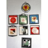 Assorted English county badge bar badges including Lancashire, Norfolk, Yorkshire, Hampshire,