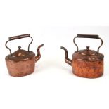 Two Victorian copper kettles, 21cms (8.25ins) high (2).
