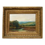 R N Parkman - River Scene - signed lower left, oil on board, framed, 25 by 17cms (9.75 by 6.75ins).