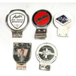 Five badge bar badges, Riley Motor Club, Austin Big 7 Register, Austin Vintage Register, Cornwall