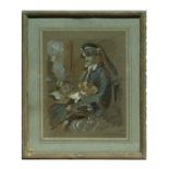 Frank O Salisbury (1874-1962) - Study of His Daughter Sylvia - signed lower right, chalk, framed &