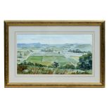 Thelma Masters - Somerset Moors from Walton Hill - watercolour, signed lower right, framed & glazed,