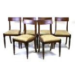 A set of six 19th century mahogany dining chairs with drop-in seats, on tapering barleytwist front