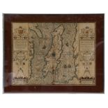 Speed (John) (1552-1629) - hand coloured map of the Isle of Man, framed & glazed, 51 by 38cms (20 by