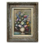 H G Davis - Still Life of Flowers in a Vase - signed lower right, oil on board, framed, 21 by