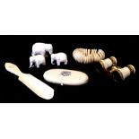 A group of early 20th century ivory items to include opera glasses and a shoe horn.