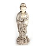 A Chinese white crackle glaze figure, depicting Guan Yin. 71cm (28ins) high
