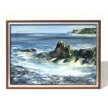 Don Goldie (modern British) - Rocky Seascape Scene - signed & dated '77 lower right, oil on