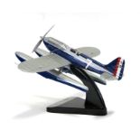 A Bravo Delta Models Schneider seaplane, on a plinth, 38 cm, 15 inches wing span