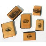 A group of Victorian Mauchline ware book bindings to include quotations and note books (6).