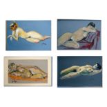 Jon Henry (20th century British) - four studies of female nudes, signed & dated '88, gouache,
