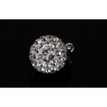 A 9ct white gold ball pendant set with cubic zirconia.