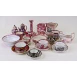 A quantity of 19th century lustre ware to include tankards, jugs, candlestick and tea wares.