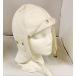 A white kid leather Aeronautica flying cap, size M, and a similar brown leather example (2)