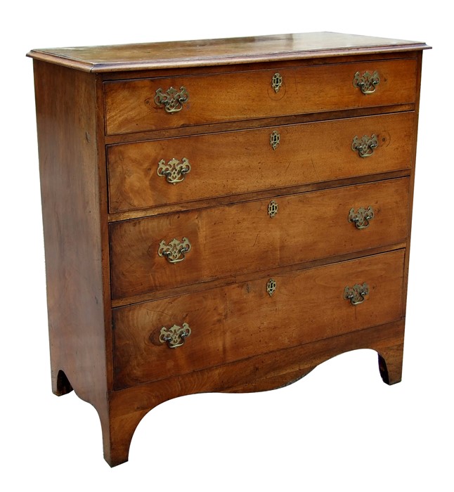 A 19th century mahogany chest of four graduated long drawers, 100cms (39.5ins) wide.Condition