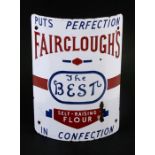 A Fariclough's Self Raising Flour enamel post advertising sign, 31cms (12.25ins) high.