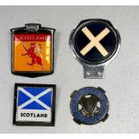 Badge bar badges relating to Scotland including the National Trust for Scotland.