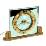 A British Electric Meters Ltd (BEM) Art Deco mirrored glass and brass electric mantle clock,