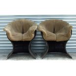 A pair of mid century Pieff wicker & chrome upholstered conservatory chairs (2).Condition