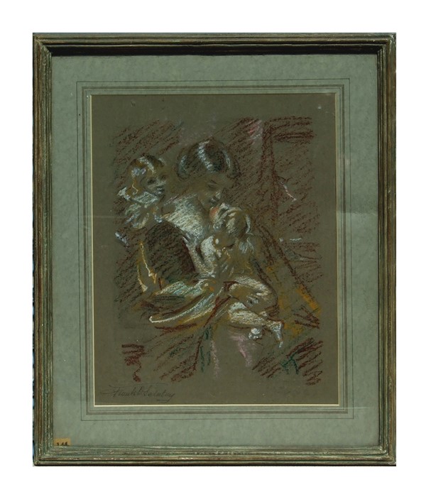 Frank O Salisbury (1874-1962) - Study of His Daughter Monica - signed lower left, chalk, framed &