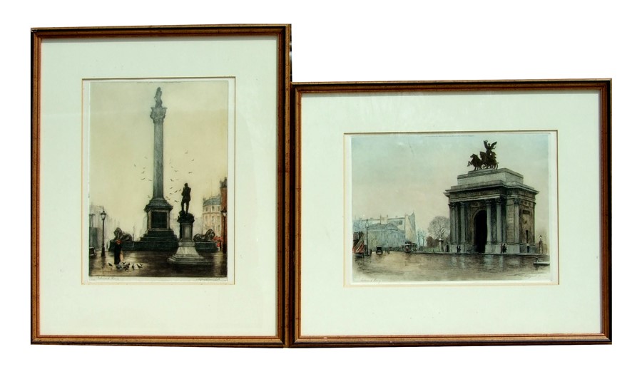 After Edward King - Nelson's Column - proof etching, signed in pencil to the margin, etched by A