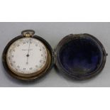 A 19th century pocket compensated barometer, cased, 5cms (2ins) diameter.