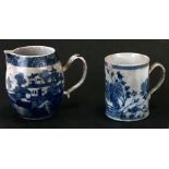 A Chinese blue & white cider mug; together with a Chinese blue & white jug decorated with a river