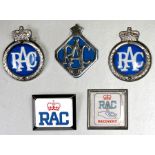 A collection of Royal Automobile Club (RAC) Commercial and Member's badges.