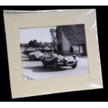A Maurice Rowe original black & white photograph Le Mans 1954 depicting Mike Hawthorn Jaguar D-