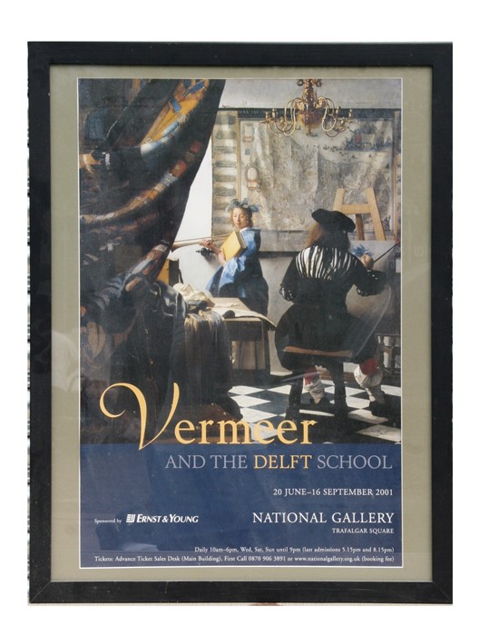 A Vermeer and the Delft School National Gallery poster (20th June - 16th September 2001), framed &