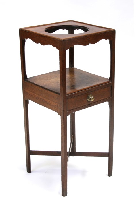 A Georgian oak two-tier washstand on square chamfered legs, 33cms (13ins) wide. - Image 2 of 2