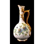 A Royal Worcester Aesthetics period ewer with tube lined decoration in the form of passionflowers,