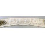 A copy of the scroll 'Freedom of the City of London' dated 1839 contained with a bespoke cylindrical