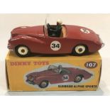 A Dinky Toys Sunbeam Alpine Sports, No. 107, with reproduction box